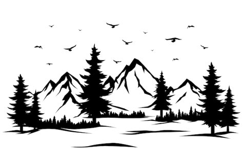 Free vector hand drawn mountain range si... | Free Vector #Freepik #freevector #mountain-outline #mountain-silhouette #outline #flat-design Mountain Outline, Landscape Silhouette, Silhouette Outline, Forest Silhouette, Mountain Svg, Mountain Silhouette, Mountain Drawing, Scene Drawing, Silhouette Clip Art