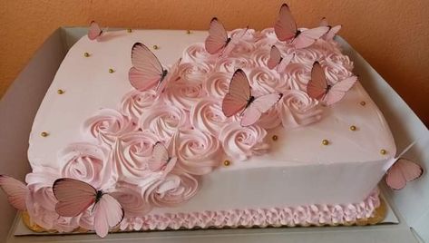 Butterfly Baby Shower Cake, Square Birthday Cake, Baby Shower Sheet Cakes, Pastel Rectangular, Pink Baby Shower Cake, Rectangle Cake, Butterfly Birthday Cakes, Birthday Sheet Cakes, Baby Shower Cakes Girl