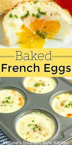 French Eggs, Vegan Muffins, Egg Muffins, Egg Dishes, What's For Breakfast, Egg Breakfast, Breakfast Recipes Casserole, Baked Eggs, Muffin Tin