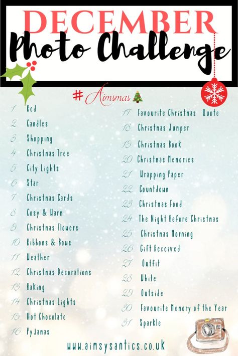 Christmas Photo Challenge, Last Month Of The Year, December Photo Challenge, Christmas Checklist, December Challenge, Photo A Day Challenge, Christmas Bucket, Christmas Prep, Christmas Challenge