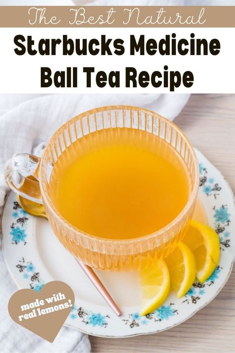 Make the Starbucks Medicine Ball Tea at home with this easy-to-follow recipe. Using ingredients like lemon juice and a combination of green, peach, citrus, and mint teas, you can create a drink that not only tastes great but also helps when you're feeling unwell. This homemade version is a practical and satisfying alternative to the coffee shop staple. Tea For Sore Throat And Congestion, Throat Coat Tea Recipes, Starbucks Recipes Tea, Drinks For Sore Throat, Tea Concentrate Recipe, Starbucks Medicine Ball Tea, Starbucks Medicine Ball Recipe, Medicine Ball Tea, Starbucks Medicine Ball