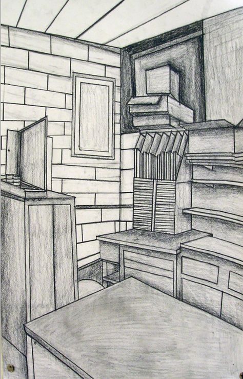 Corner Of A Room, 2 Point Perspective, Two Point Perspective, Room Drawing, Shading Techniques, Point Perspective, Room Corner, Your Drawing, Creative Drawing