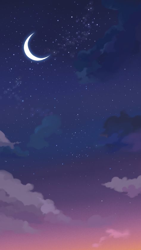 Flying, Deep in the night Theme on Behance Night Background Drawing, Night Aesthetic Drawing, Night Bg, Background Night, Night Cartoon Wallpaper, Day Night Illustration, Sky Illustration, Night Sky Illustration, Purple Graphic Design