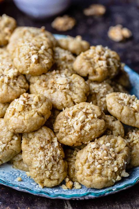 Melomakarona Recipe (Greek Christmas Cookies) | The Mediterranean Dish Melomakarona Recipe, Greek Christmas, Eggless Cookies, Mediterranean Cooking, Greek Cookies, The Mediterranean Dish, Honey Cookies, Christmas Foods, Honey Syrup