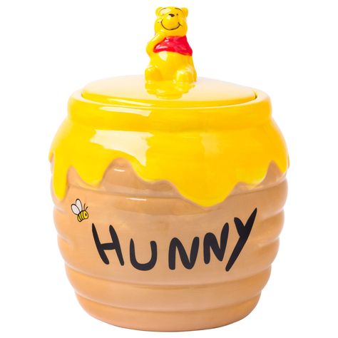 PRICES MAY VARY. COOKIE JAR: Store your cookies and other sweets in this adorable Winnie the Pooh Small Sculpted Ceramic Snack Jar that looks like Pooh's Hunny Pot. Features Winnie the Pooh on top of the lid FRESH: The snack jar lid is remove-able with an air-tight gasket to keep baked goods fresh CONSTRUCTION: The snack jar is constructed from BPA-free and toxin-free ceramic and measures 6.5 inches tall by 4.5 inches diameter ONE OF A KIND: Each one is hand painted and it may have slight design