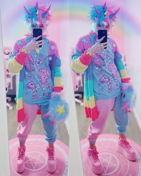 Monstercore Fashion, Decora Male Fashion, Hypercore Aesthetic Outfits, Decora Outfits Pastel, Decora Style Clothes, Dark Decora Fashion Outfits, Decora Fashion Outfits Male, Voidpunk Fashion, Hyperpop Clothes