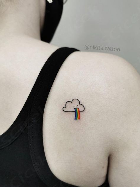 Instagram: @nikita.tattoo Do not copy #tattoos #linework #lineworktattoo #colortattoo #rainbow #rainbowtattoo #smalltattoo #minimalism #minimalistic #minimalistictattoo  ... daha fazla Nikita Tattoo, Healthy Tattoo, Minimalistic Tattoo, Tattoo Process, Bmw Art, Numbing Cream, Healing Tattoo, Original Tattoos, John Cooper Works