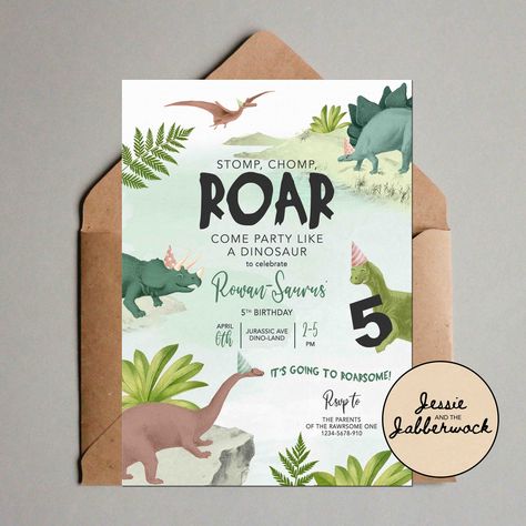 Stomp, chomp, roar, party like a dinosaur with our personalised dino designs! Dinosaur 2nd Birthday Party Boys Wedding Stationery, Dinosaur 1st Birthday Party Boys Wedding Stationery, 3rd Birthday Party For Boy, Dinosaur Party Invitations, Dinosaur Birthday Theme, Invite Design, Birthday Dinosaur, Dinosaur Themed Birthday Party, Dino Birthday Party