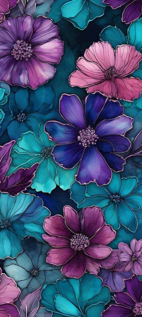 Jewel Tone Wallpaper Iphone, Wallpaper Backgrounds Purple Flowers, Blue And Violet Background, Blue And Purple Flowers Wallpaper, Purple Flowers And Butterflies Wallpaper, Iphone Wallpaper Pattern, Cool Backgrounds Wallpapers, Pretty Phone Wallpaper, Wallpaper Nature Flowers