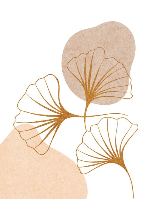 Gingko Wall Art, Ginkgo Leaf Wallpaper, Gingko Leaves Drawing, Gingko Art, Surf Drawing, Kids Art Galleries, Gingko Leaves, Leaves Illustration, Leaf Illustration