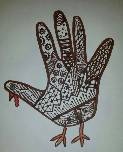 I showed the Kindergartners how to do hand turkeys. Then I took it a step further... Creative Hand Turkey Drawings, Turkey Hand Drawing, Zentangle Hand, Hand Turkeys, Eyes Paint, Thanksgiving Play, Thanksgiving Art Projects, Christmas Tree Farm Photos, Hand Turkey