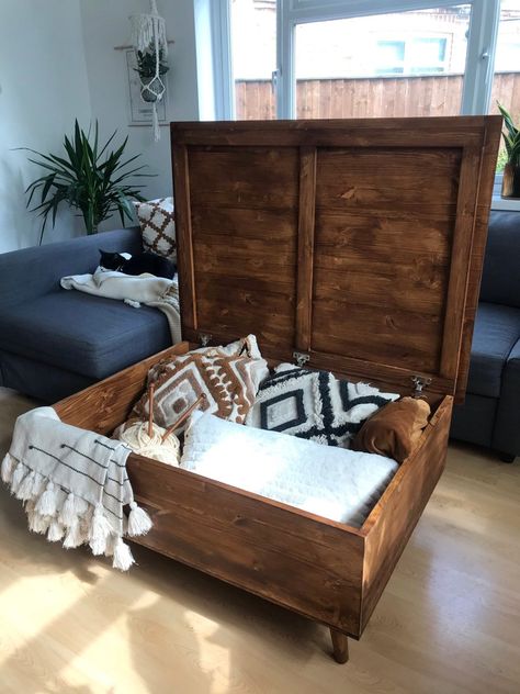 Handmade Large Coffee Table, Trunk, Chest, Toy Box, Storage Holder, Blanket Box, Big Cushion Box, 106 X 81cm, Side Table. Dark, Waxed Wood - Etsy South Africa Coffee Table Chest, Toy Box Storage, Trunk Chest, Big Cushions, Wooden Trunk, Wooden Trunks, Large Coffee Table, Coffee Table Trunk, Chest Coffee Table