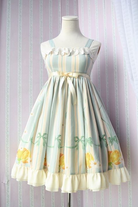 Strange Fashion, Kawaii Dress, Weird Fashion, Lemon Dress, Anime Dress, Vibe Clothes, Dresses Kids Girl, Everyday Dresses, Lolita Dress