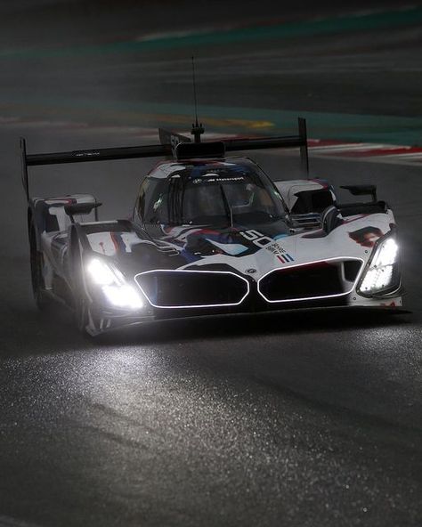 Le Mans, WEC + IMSA news | LMDh season 👀 on Instagram: "BMW M Hybrid V8 making a splash during testing ☔️ There hasn’t been much rain in Europe this summer, but BMW bagged one in Catalunya this week as they tested their LMDh car. This thing looks epic, and even better in the rain. I didn’t realise, however, that the grille actually has its own lights! Farfus, Yelloly, Wittmann, Eng and Van der Linde are the factory drivers known to have driven across the week. Is this the best looking LMDh Bmw M Hybrid V8, Bmw Hypercar, Le Mans Wallpaper, Wec Racing, Le Mans Cars, Bmw Hybrid, Night Racing, Bmw M3 Gtr, Car Racing Video