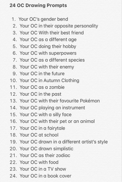 Oc Design Prompts, Oc Comic Prompts, Oc Doing Things, Fanart Drawing Prompts, What To Draw Your Oc Doing, Oc Ask List, Draw Your Oc Prompts, Art Prompts Oc, How To Get Better At Drawing Tips