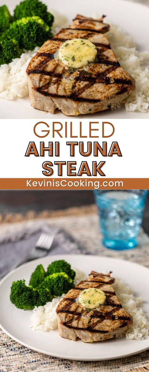 Fire up your smoker and make a Grilled Ahi Tuna Steak in less than 15 minutes! Ahi tuna steak has a buttery texture, delicate flavor, and is remarkably moist. Quickly seared with a seafood seasoning crust and topped with a creamy herbed butter, this tender steak is one that you won’t want to miss. A bit creamy, incredibly tender, yet full of flavor and moist… Don’t let summer slip by without trying this incredibly easy grilled tuna steak recipe! Grilled Ahi Tuna, Grilled Tuna Steak, Tuna Steak Recipe, Herbed Butter, Ahi Tuna Steak, Tuna Steak, Grilled Tuna, Butter Crust, Tender Steak