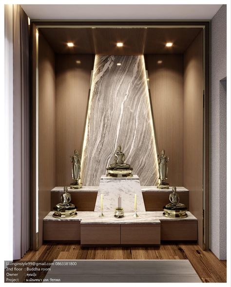 Modern Puja Room Design, Puja Room Interior Design, Modern Temple Design For Home, Home Mandir Designs, Modern Pooja Room Design, Buddha Room Design, Puja Room Design, Modern Mandir Design, Buddha Room