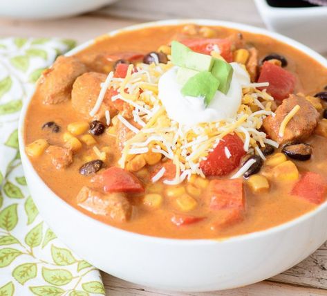 Baja Chicken, Mexican Soup Recipes, Mexican Soup, Chicken Enchilada Soup, Enchilada Soup, Chicken Enchilada, Chicken Quesadillas, Nutritious Snacks, Slow Cooker Soup