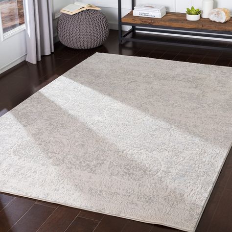 Surya Aisha AIS-2307 Light Gray Transitional Traditional Rug from the Assorted Traditional Rugs collection at Modern Area Rugs Rugs Direct, Light Grey Rug, Updated Traditional, Surya Rugs, Light Grey Area Rug, Traditional Lighting, Carpet Stains, Traditional Area Rugs, White Area Rug