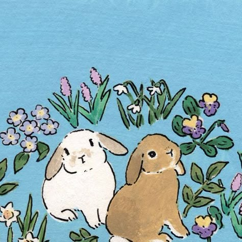 森山標子/Schinako on Instagram: "Spring and Rabbits 🐇🐇 今日もおつかれさま。春めいてきましたね！ * #illustration#art#drawing#design#acrylicpaint#アクリル絵の具#rabbit#bunny#うさぎ" Bunny Art, Buns, Rabbits, Cute Art, Art Inspo, To Draw, Art Ideas, Doodles, Art Inspiration