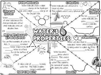 Learn about the properties of water with these colorful and engaging doodle notes! Perfect for students of all ages, these notes will help you understand the unique properties of water that make it such an important part of our Water Worksheet, Doodle Notes Science, Water Properties, Water Doodle, Properties Of Water, Science Doodles, High School Biology, 8th Grade Science, Interactive Science