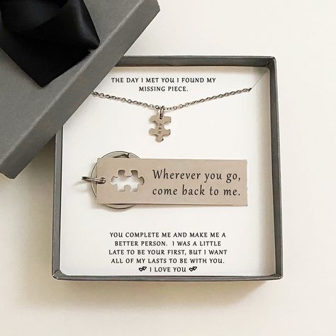 Boyfriend Graduation Gift, Couples Jewelry, Traverse City Mi, Silver Keychain, Got Engaged, Gps Coordinates, Valentines Gifts For Boyfriend, Puzzle Piece, Christmas Gifts For Men