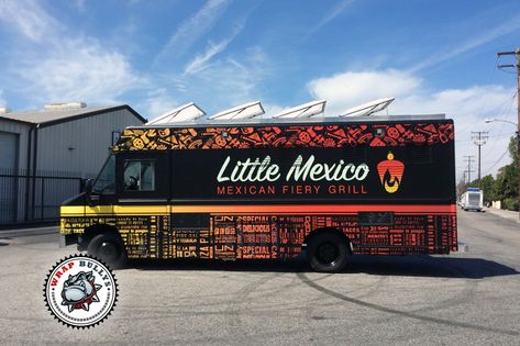 Little Mexico Food Truck Wrap | Wrap Bullys Mexican Food Truck, Plating Food Presentation, Truck Wrap Design, Foodtrucks Ideas, Pork Food, Custom Food Trucks, Fine Dining Food, Presentation Food, Bus Wrap