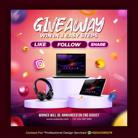 Giveaway Graphic, Facebook Poster, Baby Logo Design, Event Poster Template, Facebook Post Design, Facebook Giveaway, Photoshop Tutorial Typography, Creative Banners, Social Media Post Template