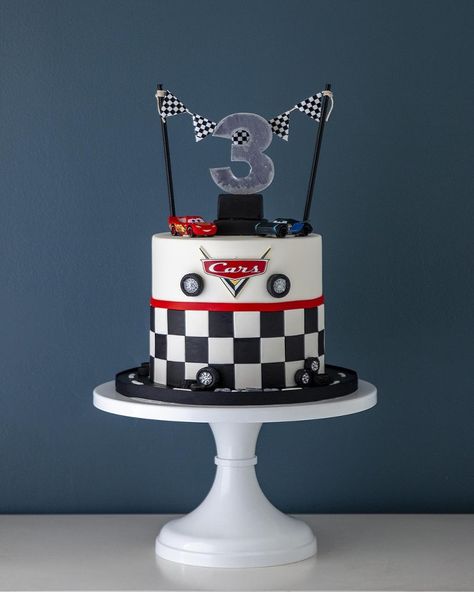 Race Car Cake 3rd Birthday, Car Cake Birthday, Race Car Theme Birthday Cake, Cars 2 Birthday Cake, Race Birthday Cake, Cars Cake 3rd Birthday, Cars Cake Diy, Car Race Cake, Cars Cake For Boys