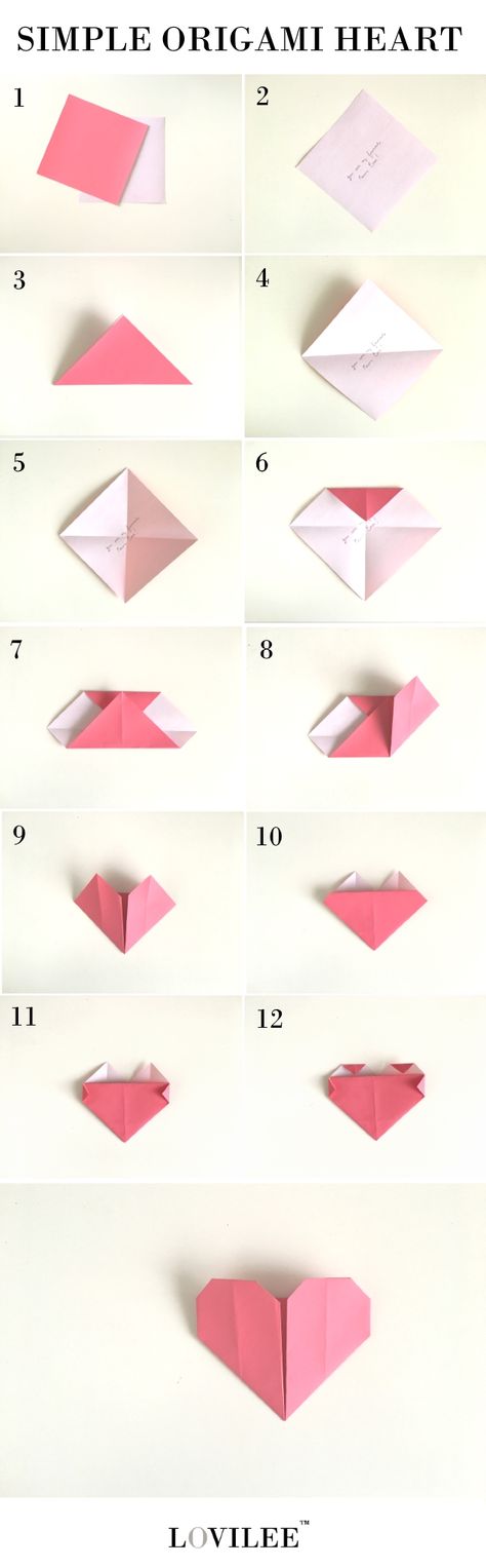 Simple origami heart step by step instructions How To Make Paper Hearts Step By Step, Simple Origami Flowers Step By Step, Cara Bikin Love Dari Origami, Origami Návody, Origami For Kids Animals, Origami Easy Step By Step, Simple Origami, Origami Mobile, Origami Step By Step