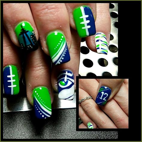 Seattle Seahawks nails I handpainted with gel polish on acrylic nails!!! #Christ... #acrylic #christ #gel #handpainted #nails #polish #seahawks #seattle Seattle Seahawks nails I handpainted with gel polish on acrylic nails!!! #ChristmasNailPolish the cold-climate months are proper across the corner, and whether or not you may be going online from domestic for the the rest of 2020 or from time to time venturing into the office, locating the proper wintry weather outfit for paintings is key. B Seahawks Nails Acrylic, Seattle Seahawks Nails Design, Seahawk Nails Design, Football Nails Design, Seattle Seahawks Nails, Seahawks Nails Design, Seahawk Nails, Sport Nails, Nfl Nails