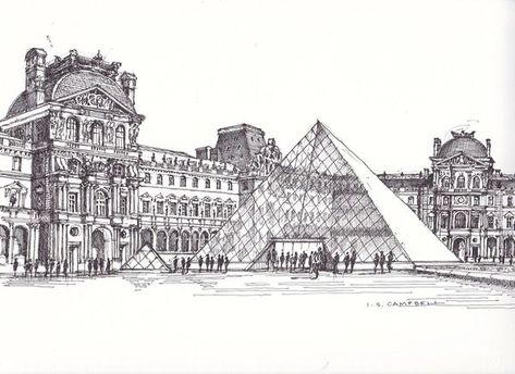 Paris Drawing, Architecture Journal, Ian Stuart, Paris Louvre, Cathedral Architecture, Isometric Illustration, Architecture Drawing Art, Architectural Sketch, Louvre Paris