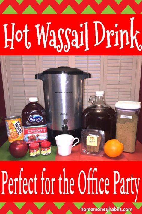 Wassail in a coffee urn for holiday parties. How to make the Christmas Drink for large groups or special events. Party Drinks Nonalcoholic, Hot Wassail Recipe, Traditional Wassail Recipe, Wassail Recipe Easy, Wassil Recipe, Drinks Nonalcoholic Easy, Parent Appreciation, Office Treats, Christmas Drinks Nonalcoholic