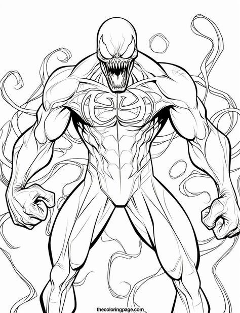 Venom coloring pages for kids are perfect for a fun and creative activity. With 30 different pages to choose from, there's something for every child. Download them today and let the coloring.  #VenomColoringPagesFreePrintable #VenomTemplate #VenomStencil #CarnageColoringPages Venom Coloring Pages Free Printable, Carnage Coloring Pages, Venom Coloring Pages, Venom Drawing, Spiderman Coloring Pages, Venom Pictures, Avengers Coloring Pages, Spiderman Venom, Fun Coloring Pages