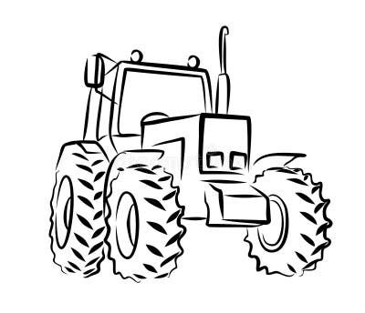 Tractor Drawings Easy, Tractor Line Drawing, Easy Tractor Drawing, Tractor Doodle, Tractor Tattoo, Tractor Sketch, Farm Sketch, Tractor Illustration, Cartoon Tractor