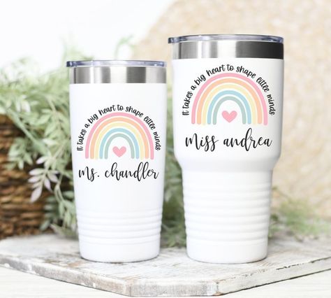 Pin on Products Personalized Tumblers For Teachers, Teacher Water Bottle Vinyl, Teacher Appreciation Tumbler Ideas, Teacher Tumbler Cups Vinyl, Teacher Cup Ideas, Teacher Tumbler Cups, Teacher Cups, Teacher Water Bottle, Rainbow Tumbler