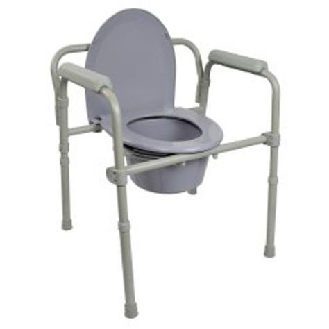 COMMODE, FOLDING STEEL FRAME 350LBS - Walmart.com Bedside Commode, Commode Chair, Back Bar, Portable Toilet, Toilet Seat, Folding Chair, 3 In 1, Medical Supplies, Height Adjustable