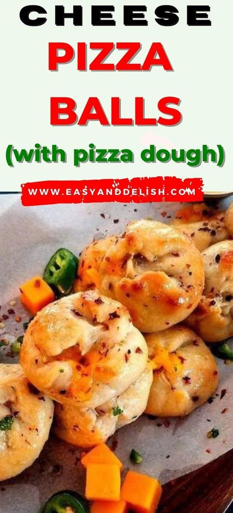 close up of Cheese Pizza Balls in a platter Pizza Balls, Nacho Sauce, Pizza Bomb, Pizza Ball, Refrigerated Pizza Dough, Easy Cheese, Global Cuisine, Delish Recipes, Balls Recipe