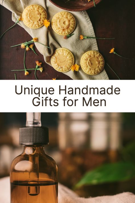 Handmade gifts for men are easier than you might think. This blog contains a few of my favorites and how to make them! Home Made Gifts For Men, Diy Gift For Men, Homemade Christmas Gifts For Men, Homemade Gifts For Men, Homemade Beard Oil, Handmade Gifts For Him, Lotion Bars Recipe, Diy Gifts For Men, Handmade Gifts For Men