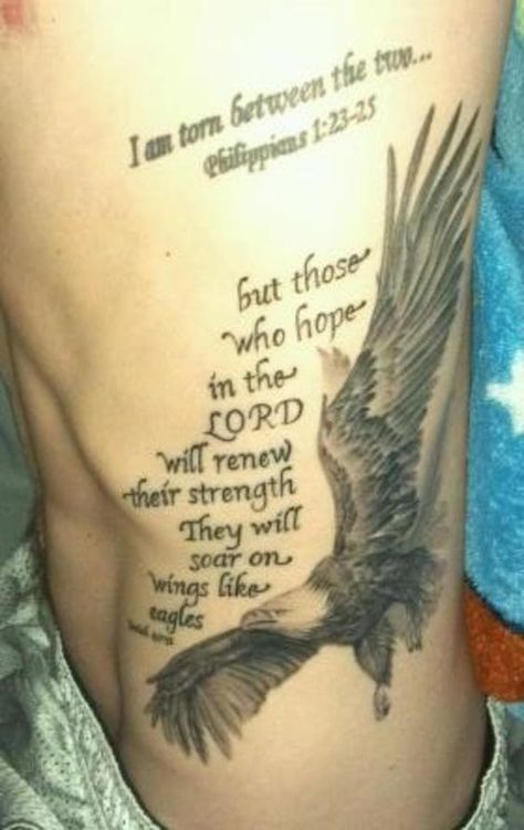 Isaiah 40:31 Eagle Tattoo Pictures at Checkoutmyink.com Tattoo With Bible Verse, Black Eagle Tattoo, Tattoos Chest, Bible Tattoos, Bible Verse Tattoos, Verse Tattoos, Jesus Tattoo, Isaiah 40 31, Eagle Tattoos