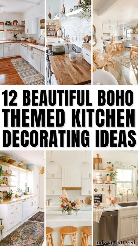 12 Beautiful Boho-Themed Kitchen Decorating Ideas Modern Boho Dining Room, Boho Modern Kitchen, Neutral Kitchen Colors, Hippie Kitchen, Boho Dining Room Decor, Bohemian Kitchen Decor, Modern Boho Kitchen, Boho Style Kitchen, Eclectic Kitchen Decor