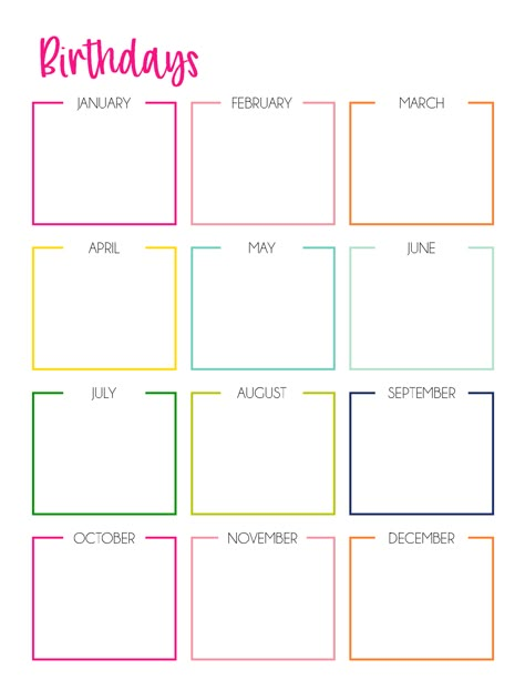 PRINTABLE VAULT - Organization Obsessed Planner Organization Templates, To Do List Ideas, Organizing Printables, Calendar Designs, Birthday Tracker, Free Printable Stationery, Life Binder, Writing Paper Printable, Down Arrow