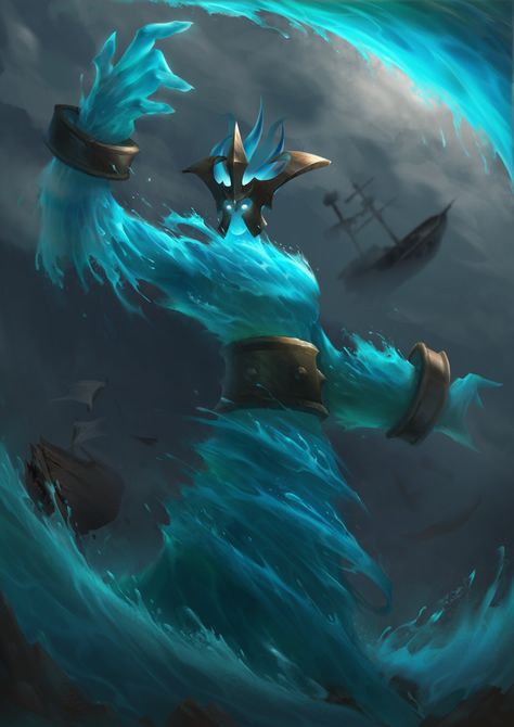 ArtStation - Water Elemental, Xiayang Mu Dnd Water Elemental, Water Elemental Character Design, Water Elemental Fantasy Art, Water Demon Art, Water Monster Art, Evelynn League Of Legends, Warcraft Art, Heroic Fantasy, Creature Artwork