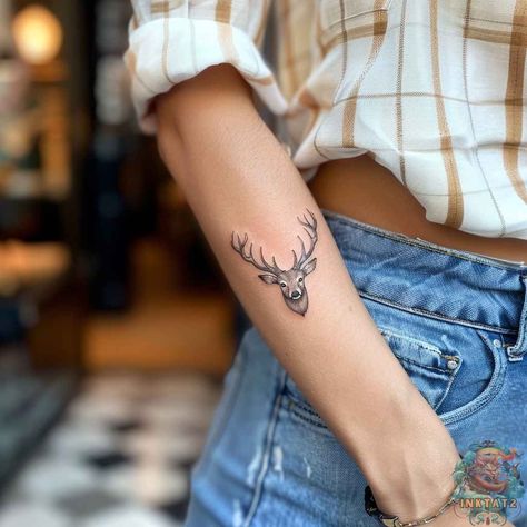 Unleashing the Majestic Power of Deer Tattoos: A Symbolic Guide: 98 Designs - inktat2.com Small Deer Antler Tattoos For Women, Fine Line Deer Tattoo, Deer Antler Tattoos, Buck Tattoo, Deer Tattoos, Antler Tattoos, Antler Tattoo, Deer Skull Tattoos, Deer Tattoo Designs