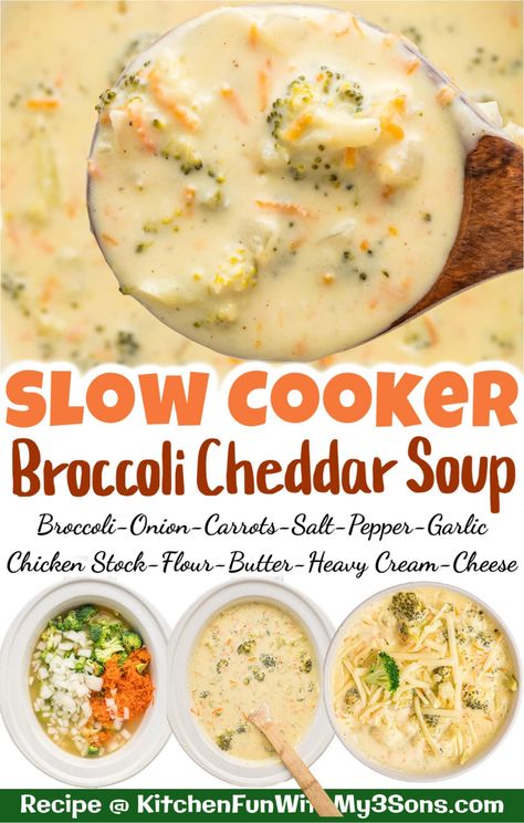 Crockpot Broccoli Cheddar Soup, Soup Panera, Recipe For Broccoli, Panera Copycat, Broccoli Cheddar Soup Recipe, Cheddar Soup Recipe, Slow Cooker Broccoli, Crockpot Soup Recipes, Broccoli Cheddar Soup