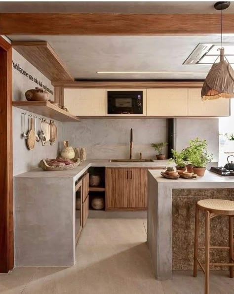 Concrete Kitchens, Dirty Kitchen Design, Dirty Kitchen, Industrial Kitchen Design, Kitchen Layout Plans, House Interior Design Styles, Kabinet Dapur, Small House Design Plans, Kitchen Decor Themes