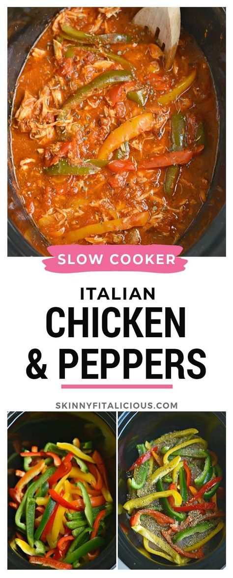 Slow Cooker Italian Chicken, Easy Slow Cooker Meal, Crockpot Italian Chicken, Chicken And Peppers, Crockpot Italian, Italian Chicken Crockpot, Slow Cooker Italian, Chicken Peppers, Slow Cooker Meal