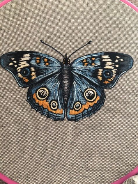 Needle Painting Embroidery, Butterfly Embroidery Pattern, Embroidery Butterflies, Embroidery Butterfly, Needlework Embroidery, Butterfly Embroidery, Creative Embroidery, Sewing Embroidery Designs, Hand Embroidery Art