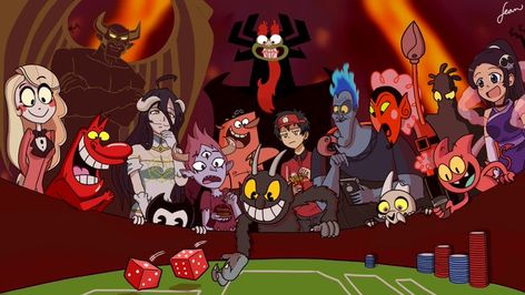 Finnjr63 en Twitter: "The demons have gathered around to see how this game of craps will play out. https://t.co/wwdlnIVXCF" / Twitter Cuphead Art, Disney Crossover, Desenhos Gravity Falls, Cartoon Monsters, Fandom Crossover, Craps, Cartoon World, The Cartoon, Bendy And The Ink Machine