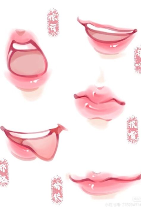 Cartoon Mouth Drawing Reference, Lips Drawing Ideas, Tounge Out Face Drawing Reference, Jelly Lips Drawing, Lip Toturial Draw, Gacha Custom Mouth, Lips Drawing Color, Full Lips Aesthetic, Manga Lips